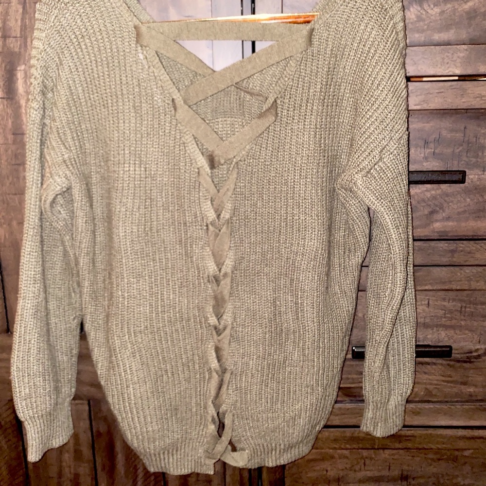Sweater with Lace Up Back